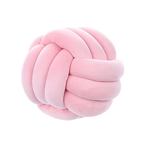 NatureMan Weiches Knotenballkissen, rundes Wurfkissen, Kinderzimmer-Dekoration, Plüschkissen, handgefertigtes rundes Plüschkissen, beruhigendes Stressabbau-Plüschtier, Durchmesser 28 cm (Rosa) von NatureMan