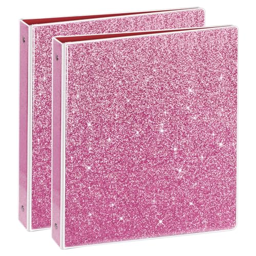 NatureTouch Ringbuch mit 3 Ringen, Glitzer, 2,5 cm (10,5 x 11,5 Zoll), für 21,6 x 27,9 cm, Briefform, 300 Seiten, wasserdicht, langlebig, 2 Stück, Rosa von NatureTouch
