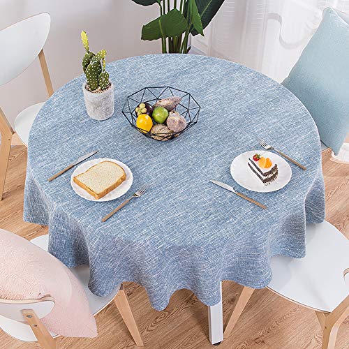 Baumwolle Leinen Tischdecke, Modernen Einfache Runden Esstisch Tischtuch tischwäsche, Textur Natürlichen Hohe Farbe Hellblau Durchmesser 180cm von Naturer
