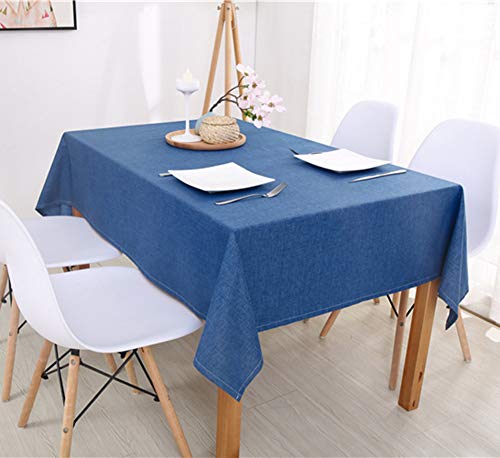 Naturer Tischdecke Tischtuch Tischläufer Tischwäsche Uni einfarbig Leinentischdecke Blau 110x170cm Wasserabweisend von Naturer