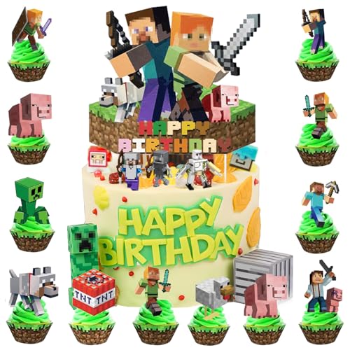 16 Stücke Tortendeko Kindergeburtstag, Kuchendeko Geburtstag, Torte Topper, Cupcake Topper, Deko Torte Kinder, Kuchendekorationsset,New-e von Natures Freefit
