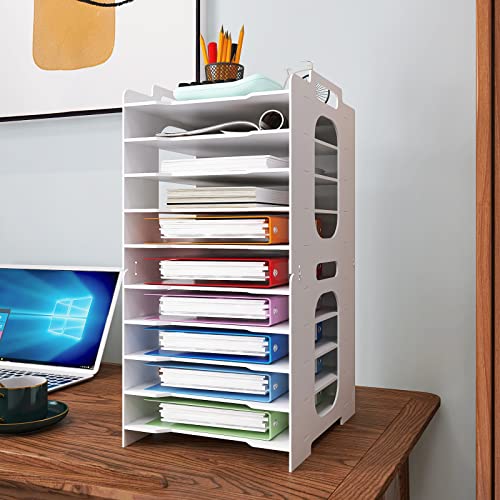 Natwind Stapelbarer Papier-Organizer für den Schreibtisch, weiß, Schreibtisch-Organizer, Briefablage, Dokumentenaufbewahrungsregal für Zuhause, Büro, Schule, 10 Etagen Natwind Stapelbarer Papier-Organizer für den Schreibtisch, weiß, Schreibtisch-Organizer, Briefablage, Dokumentenaufbewahrungsregal für Zuhause, Büro, Schule, 10 Etagen von Natwind
