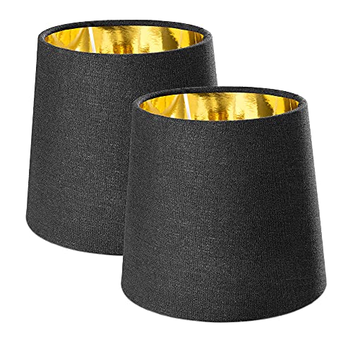 Navaris 2x Lampenschirm Tischlampe E14 rund - 15,2cm hoch - 13,7-17,2cm breit - Lampenschirme für Tischlampen Set - E 14 Leuchtenschirm Schwarz-Gold Navaris 2x Lampenschirm Tischlampe E14 rund - 15,2cm hoch - 13,7-17,2cm breit - Lampenschirme für Tischlampen Set - E 14 Leuchtenschirm Schwarz-Gold von Navaris