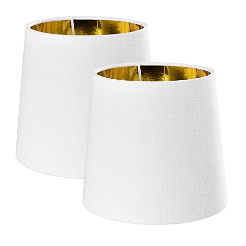 Navaris 2x Lampenschirm Tischlampe E14 rund - 15,2cm hoch - 13,7-17,2cm breit - Lampenschirme für Tischlampen Set - E 14 Leuchtenschirm Weiß-Gold Navaris 2x Lampenschirm Tischlampe E14 rund - 15,2cm hoch - 13,7-17,2cm breit - Lampenschirme für Tischlampen Set - E 14 Leuchtenschirm Weiß-Gold von Navaris