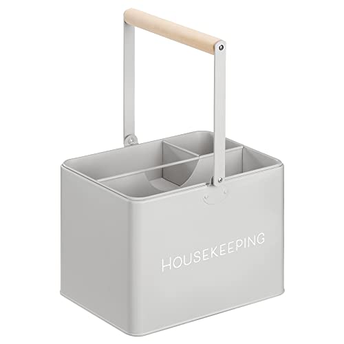 Navaris Housekeeping Box - 3 Fächer herausnehmbar - Putzmittel Organizer mit Griff zur Aufbewahrung von Putzutensilien - Vintage Putz Korb - grau Navaris Housekeeping Box - 3 Fächer herausnehmbar - Putzmittel Organizer mit Griff zur Aufbewahrung von Putzutensilien - Vintage Putz Korb - grau von Navaris
