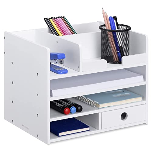 Navaris Schreibtisch Organizer Ablage aus Bambus - 33x24x26cm Ordnungssystem Briefablage aus Holz - für Tisch Büro Schreibtisch - leicht zu reinigen von Navaris