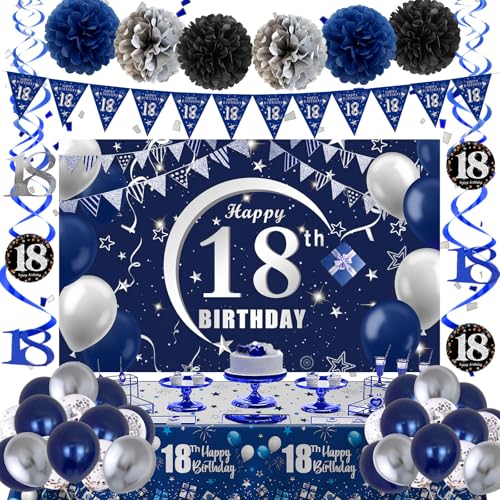 18 Geburtstag Dekorationen für Jungen Mädchen 18 Geburtstag Banner Hintergrund 18 Geburtstag Luftballons Blau Silber Happy 18th Birthday Dekorationen Tischdecke Dreieck Flagge 18 Geburtstag Geschenke 18 Geburtstag Dekorationen für Jungen Mädchen 18 Geburtstag Banner Hintergrund 18 Geburtstag Luftballons Blau Silber Happy 18th Birthday Dekorationen Tischdecke Dreieck Flagge 18 Geburtstag Geschenke von Navdrivl