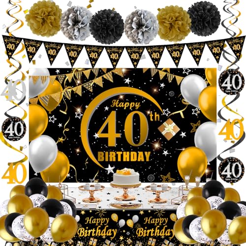 40 Geburtstag Dekoration Männer Frauen 40 Geburtstag Dekorationen Banner Hintergrund Luftballons Schwarz und Gold Happy 40 Bday Dekorationen Banner Tischdecke Dreieck Flagge 40 Jahre alt Geburtstag 40 Geburtstag Dekoration Männer Frauen 40 Geburtstag Dekorationen Banner Hintergrund Luftballons Schwarz und Gold Happy 40 Bday Dekorationen Banner Tischdecke Dreieck Flagge 40 Jahre alt Geburtstag von Navdrivl