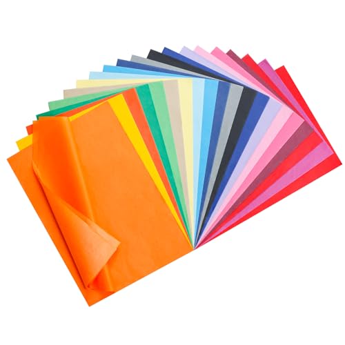 400 Blatt Transparentpapier Bunt A4, 20 Farben Seidenpapier, Tissue Paper Glanzpapier 29x20cm, Einpackpapier Bastelpapier für Basteln, Malen, Papier schneiden und festliche Dekorationen von Navie Mobi