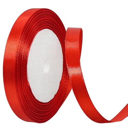 Satinband Rot 10mm,22 Meter Geschenkbänder Dekoration Stoffband für Basteln,Geschenke verpacken,Hochzeit Schleifen von Navie Mobi