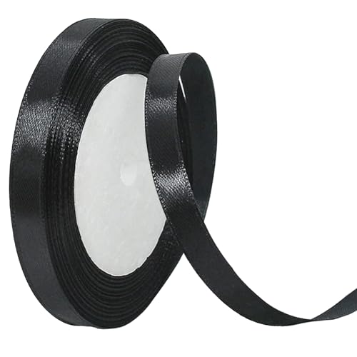 Satinband Schwarz 10mm, 22 Meters Dekoration Geschenkband, Stoffband für Basteln,Geschenke verpacken,Hochzeit Schleifen von Navie Mobi