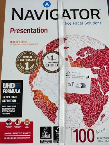 Igepa Navigator Presentation Kopierpapier A4 100g weiß sehr hohe Weiße, 5x500 Blatt (2500 Blatt) von Navigator