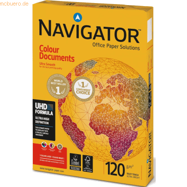 Navigator Kopierpapier Colour Documents A3 120g/qm weiß VE=250 Blatt von Navigator