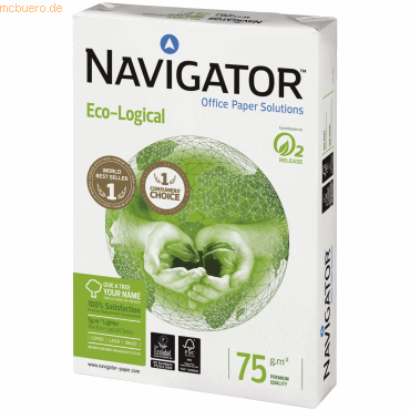 Navigator Kopierpapier Eco-Logical A4 75g/qm hochweiß VE=500 Blatt von Navigator