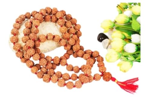Navkaarart 5 Mukhi Rudraksha Guru Kantha aus Nepal / 5 Mukhi Rudraksha Guru Kantha aus Nepal Regular (108 + 1) Perlen, Medium, Rudraksha, Ohne Edelstein. von Navkaarart