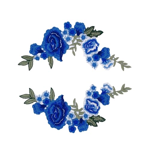 1 Paar Blumen bestickte Aufnäher Stickerei Applikation Stickerei Dekoration für Kleidung Jeans Blusen Nähen von Navna