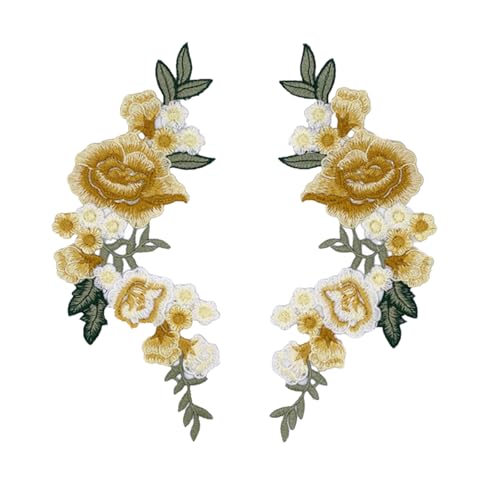 1 Paar Blumen bestickte Aufnäher Stickerei Applikation Stickerei Dekoration für Kleidung Jeans Blusen Nähen von Navna