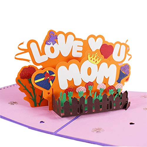 3D-Pop-Up-Grußkarte mit Aufschrift "Love You Mom", für Geburtstag, Muttertag, Hochzeit, Kinder, Babyparty, Muttertag, Körbe von Navna