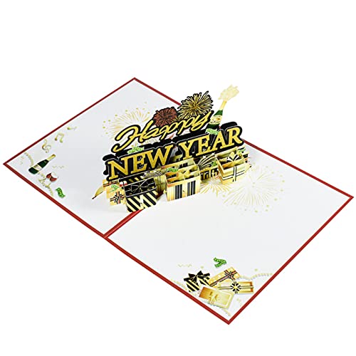 3D für Neujahrskarte, handgefertigte Grußkarten für Happy New Year Jubiläum Weihnachtspostkarten mit Umschlag Gi Grußkarte mit Umschlag von Navna