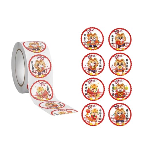 500 Stück Post/Rolle Neujahrsaufkleber, dekorative runde Etiketten, 2,5 cm, Aufkleber für Geschenktüten und Scrapbooking, Kekstüten-Aufkleber von Navna