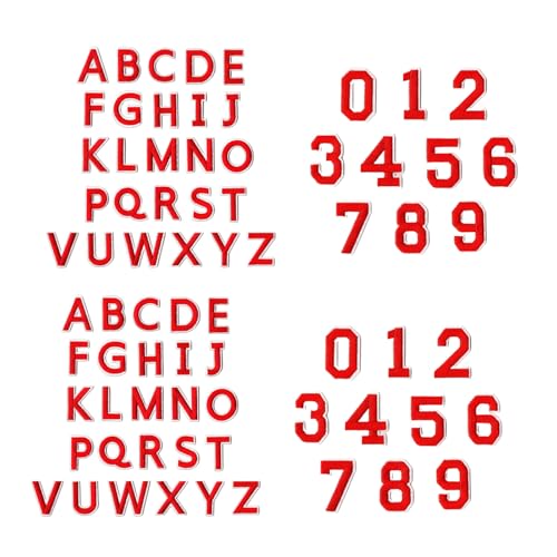 Bestickte Aufnäher zum Aufbügeln mit Buchstaben und Zahlen, wiederverwendbar, für Kleidung, Zubehör, Kinder, sicheres Nähen, Basteln, 72 Stück von Navna