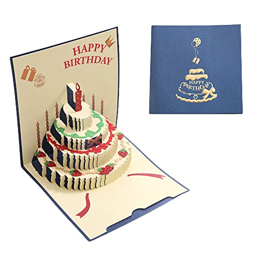 Geburtstagskuchen Pop-Up Karte 3D Geburtstagskarte Kuchen Grußkarten Postkarten Geschenke Geburtstagsgeschenk für Freund Frau Ehemann Geburtstagsgrußkarten Lustig für Freund von Navna