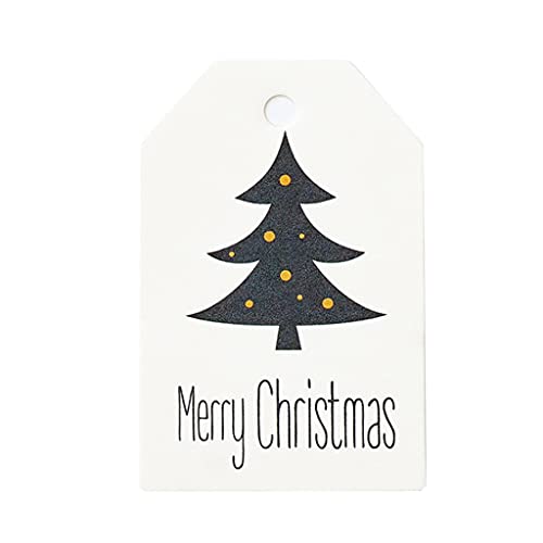 Navna 100 Stück Weihnachtspapier Geschenk Cartoon Weihnachtsmann Rentier Handschuh Muster Hänge-Etiketten zum Verpacken von Party Weihnachten für Geschenke mit Schnur von Navna