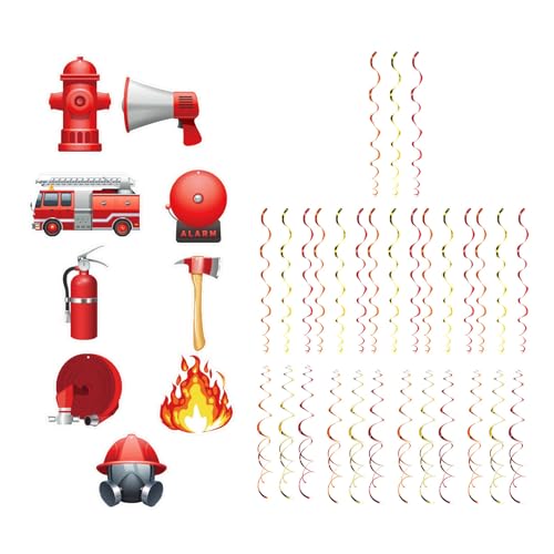 Navna Feuerwehr-Dekorationen, Feuerwehrmann, hängende Wirbel, niedliches Papier und PVC-Textur, für Schule, Büro, Innenveranstaltungen von Navna