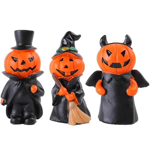 Navna Halloween-Dekoration, Kürbis-Statuen, Kunstharzfigur, Schreibtisch-Ornament für Tischregal, Herbst, Festival, Feier, Tischdekoration, 3 Stück von Navna