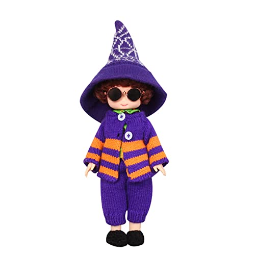 Navna Halloween-Puppen-Dekorationen, stehend für lila Pullover, abnehmbarer Hut, zartes Kostüm für Zuhause, Zimmer, Tischdekoration, Halloween-Puppen-Dekorationen für Mädchen, für Kinder, von Navna