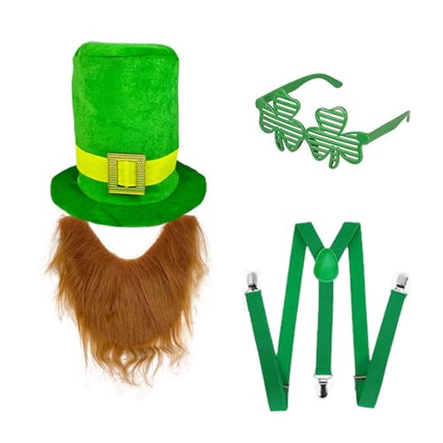 Navna Irish Green Hut und Bart Set mit Gürtel und Brille Kostüm Zubehör für Festival Feier und Paraden Navna Irish Green Hut und Bart Set mit Gürtel und Brille Kostüm Zubehör für Festival Feier und Paraden von Navna