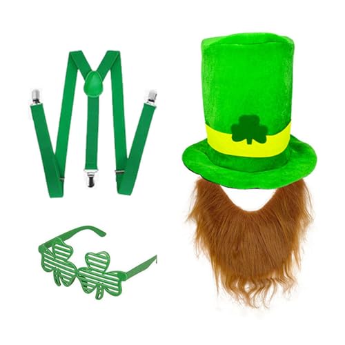 Navna Irish Green Hut und Bart Set mit Gürtel und Brille Kostüm Zubehör für Festival Feier und Paraden Navna Irish Green Hut und Bart Set mit Gürtel und Brille Kostüm Zubehör für Festival Feier und Paraden von Navna