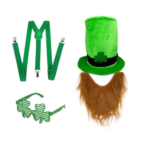 Navna Irish Green Hut und Bart Set mit Gürtel und Brille Kostüm Zubehör für Festival Feier und Paraden Navna Irish Green Hut und Bart Set mit Gürtel und Brille Kostüm Zubehör für Festival Feier und Paraden von Navna