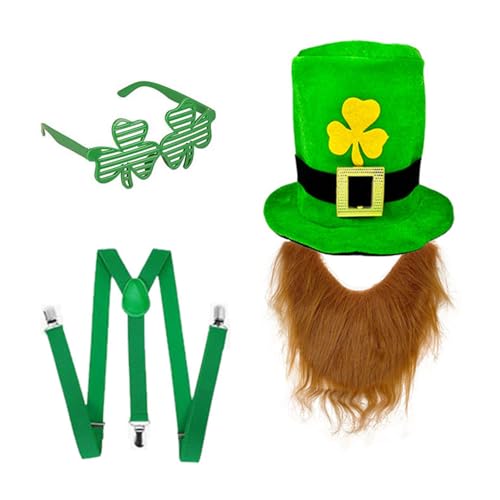 Navna Irish Green Hut und Bart Set mit Gürtel und Brille Kostüm Zubehör für Festival Feier und Paraden Navna Irish Green Hut und Bart Set mit Gürtel und Brille Kostüm Zubehör für Festival Feier und Paraden von Navna