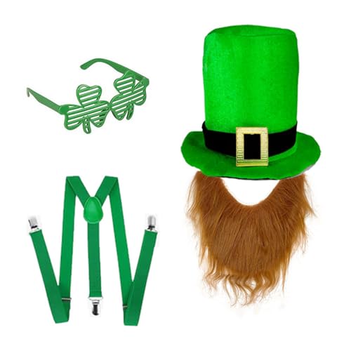 Navna Irish Green Hut und Bart Set mit Gürtel und Brille Kostüm Zubehör für Festival Feier und Paraden Navna Irish Green Hut und Bart Set mit Gürtel und Brille Kostüm Zubehör für Festival Feier und Paraden von Navna