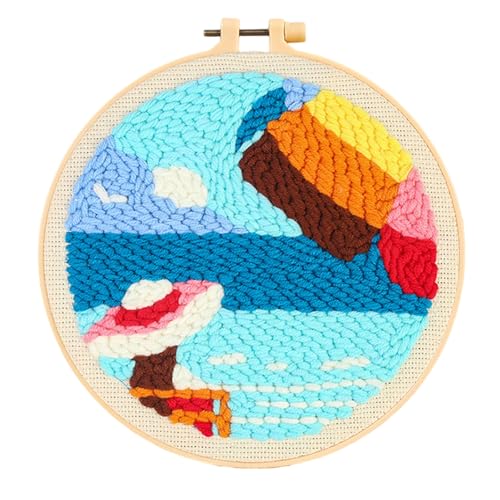 Stanznadel-Stickset mit Leinentuch, Anfänger, Bastelbedarf, handgefertigte Kunst für Wanddekoration, Geschenk, Stanzer, Nadelstickerei-Set von Navna
