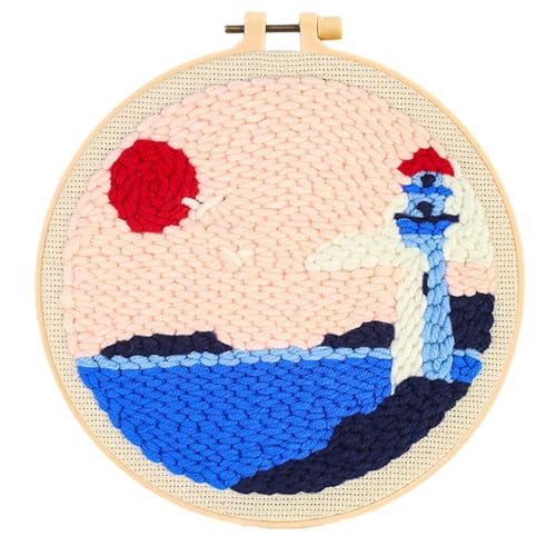 Stanznadel-Stickset mit Leinentuch, Anfänger, Bastelbedarf, handgefertigte Kunst für Wanddekoration, Geschenk, Stanzer, Nadelstickerei-Set von Navna