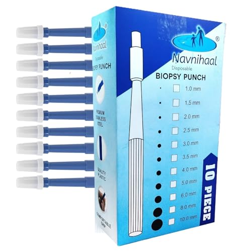 Navnihaal® Einweg-Biopsie-Stanzer mit Schutzkappe, steril, einzelne Stanzklinge, einzeln verpackt, 10 Stück (1,0 mm) von Navnihaal