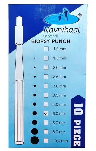 Navnihaal® Einweg-Biopsie-Stanzer mit Schutzkappe, steril, einzelne Stanzklinge, einzeln verpackt, 10 Stück (5,0 mm) von Navnihaal