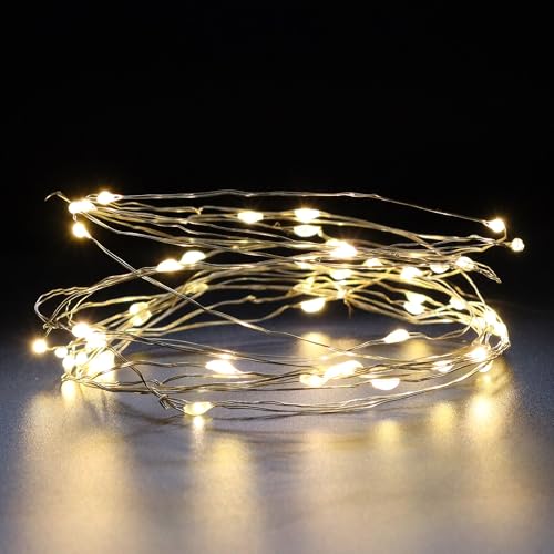 Navoys 50 LED Lichterkette - 5,2 m Innen Glühwürmchen Lichterkette Batteriebetrieben Tolle Dekorationen für Schlafzimmer Hochzeit Party Weihnachtsbaum Warmweiß von Navoys