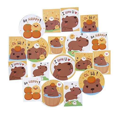 Navy Peony Glückliches Capybara Sticker-Set (18er-Pack) – wasserfest, langlebig, passgenau | Quadratische, vertikale Sticker für Planer | große, runde Aufkleber für Laptops, Wasserflaschen von Navy Peony