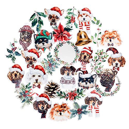 Navy Peony Happy Winter Holiday Welpe Aufkleber (30 Stück) – niedlich, wasserdicht, klein | dekorative Hunde-Aufkleber für Umschläge, Sammelalben, Basteln von Navy Peony