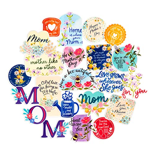 Navy Peony Heartfelt Muttertags-Aufkleber (22 Stück) – Blumen-Thema, lustig, wasserdicht | Mutter-Aufkleber zum Basteln, Scrapbooking, Wasserflaschen von Navy Peony