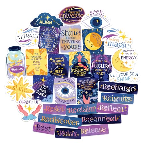 Navy Peony Himmlische Manifestation und Rückgewinnung Vision Board Sticker (30 Stück) – Selbstfindung, Geist- und Seelen-Dekore für Manifestation, Vision Board Party von Navy Peony