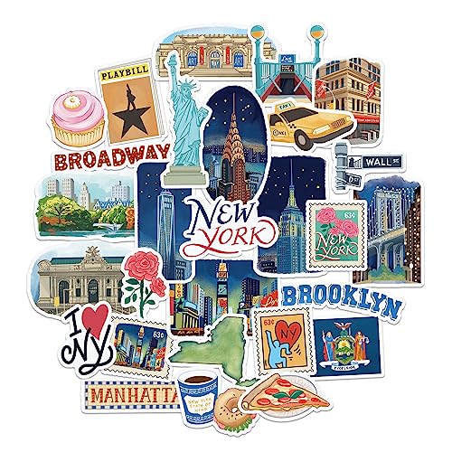 Navy Peony Iconic New York State Reiseaufkleber (28 Stück) - Gouache-Stil, USA-Themen, Wasserdichte Amerika-Urlaubssticker für Scrapbooking, Journale, Koffer Navy Peony Iconic New York State Reiseaufkleber (28 Stück) - Gouache-Stil, USA-Themen, Wasserdichte Amerika-Urlaubssticker für Scrapbooking, Journale, Koffer von Navy Peony