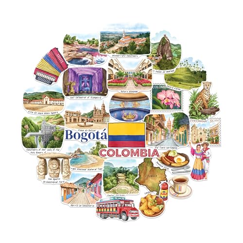 Navy Peony Bunte Kolumbien-Reise-Sticker (28 Stück) – Handgezeichnete, Cumbia- und kolumbianisch inspirierte Urlaubsaufkleber für Tagebücher, Scrapbooks, Gepäck Navy Peony Bunte Kolumbien-Reise-Sticker (28 Stück) – Handgezeichnete, Cumbia- und kolumbianisch inspirierte Urlaubsaufkleber für Tagebücher, Scrapbooks, Gepäck von Navy Peony