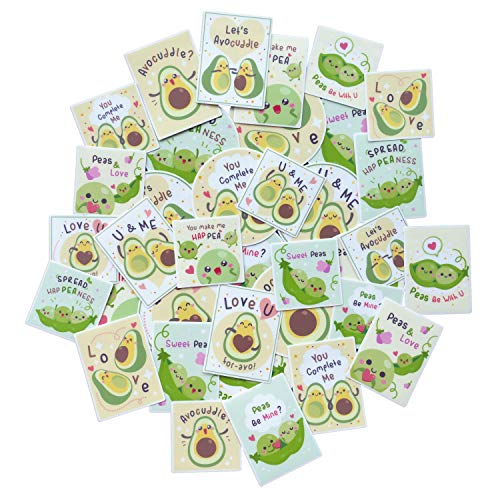 Navy Peony Lustige Zuckererbse und Avocado Grünes Sticker-Paket (36er-Pack) – wasserfest, langlebig, passgenau | Quadratische, vertikale Sticker für Planer | große, runde Aufkleber für Laptops von Navy Peony