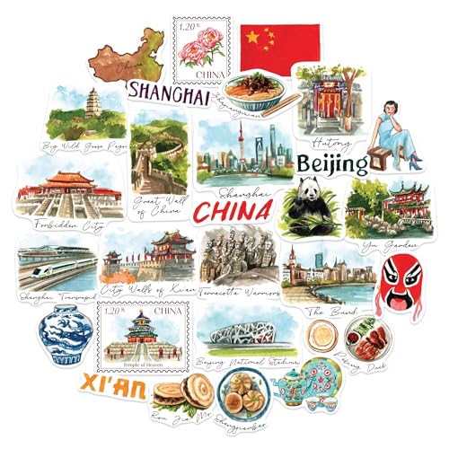 Navy Peony Antike China Reiseaufkleber (28 Stück) - Aquarell, Wasserdicht, China-Themen Urlaubsaufkleber für Tagebücher, Scrapbooks, Gepäck, Becher von Navy Peony