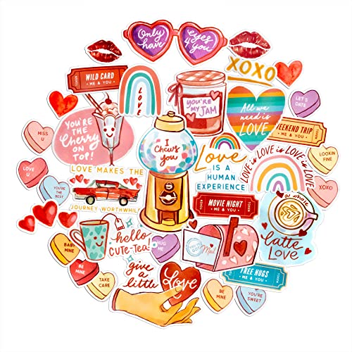 Navy Peony Süße Valentinstag-Wortspiele Sticker-Set (31 Stück) – Niedlich, wasserfest und langlebig | Aufkleber für Wasserflaschen, Laptops, Sammelalben und Tagebücher von Navy Peony