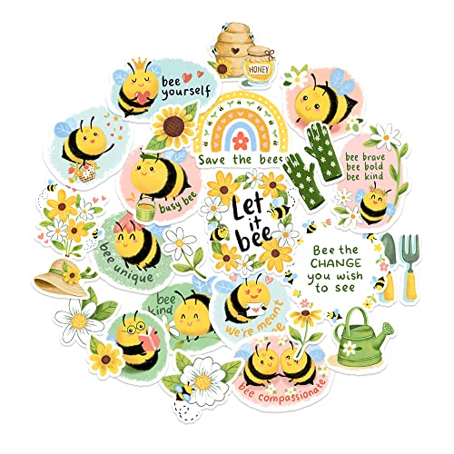 Navy Peony Sweet Honey Bee Stickers (25 Pieces) - Spring Themed, Motivational, Waterproof, | Yellow Bumble Bee Quote Stickers for Kids, Teachers, Gifts von Navy Peony